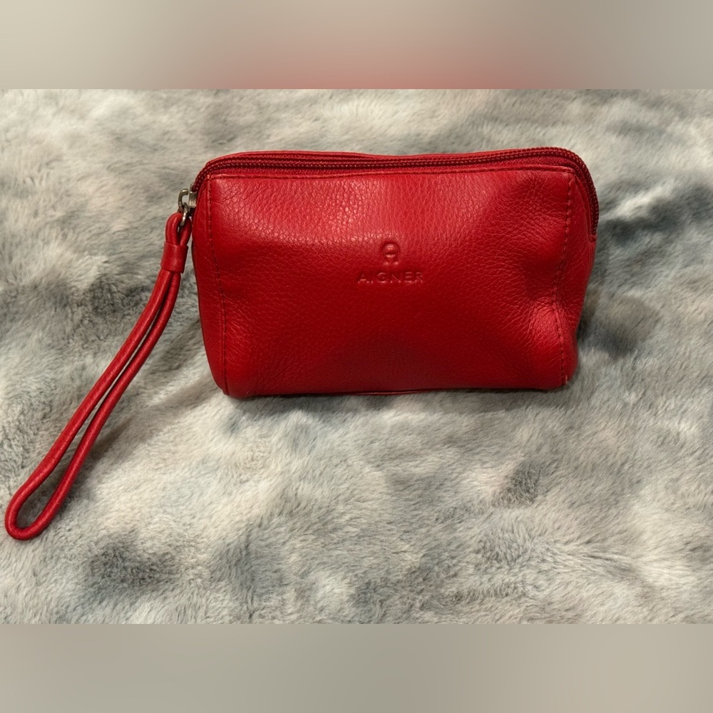 Etienne Aigner: Red Genuine Leather Mini Wristlet - Picture 2 of 7